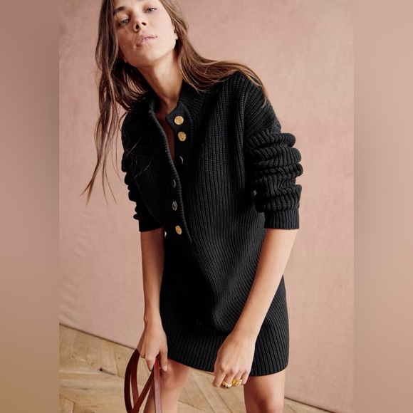 green emerald velvet dress Baltic Born Womens Birgitta Ribbed Sweater Dress | Black + Gold